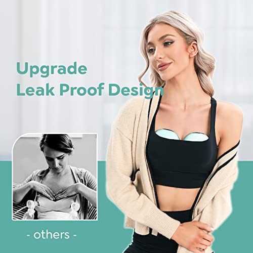 MomMed Double Wearable Breast Pump, Hands-Free Electric Breast Pump with 3 Mode 12 Levels, Leak-Proof Design and Low Noise, 27mm All-in-One Painless Breastfeeding Breast Pump, Extra 24mm Flange Inserts