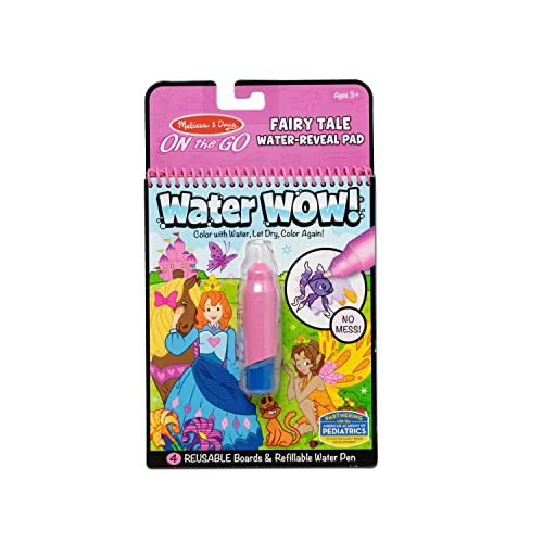 Melissa and Doug On the Go Water Wow! Reusable Water-Reveal Activity Pad - Fairy Tale - Imagine Ink Coloring Book, Stocking Stuffers For Kids Ages 3+, Travel Toys For Toddlers