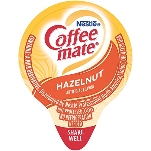 Nestle Coffee mate Coffee Creamer, Hazelnut, Liquid Creamer Singles, Non Dairy, No Refrigeration, Box of 180