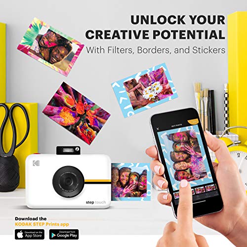 Kodak Step Touch | 13MP Digital Camera and Instant Printer with 3.5” LCD Touchscreen Display, 1080p HD Video (White) Starter Bundle