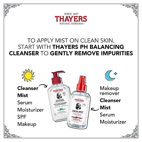THAYERS Alcohol-Free Witch Hazel Facial Mist Toner with Aloe Vera, Rose Petal, 8 Ounce