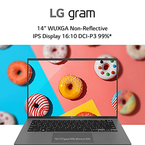 LG gram (2022) 14Z90Q Ultra Lightweight Laptop, 14' (1920 x 1200) IPS Display, Intel Evo 12th Gen i7 1260P Processor, 16GB LPDDR5, 512GB NVMe SSD, FHD Webcam, WiFi 6E, Thunderbolt 4, Windows 11, Gray