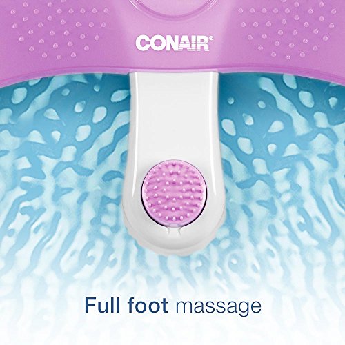 Conair Soothing Pedicure Foot Spa Bath with Soothing Vibration Massage, Deep Basin Relaxing Foot Massager with Jets, Pink/White