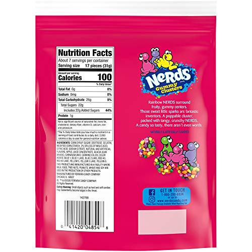 Nerds Gummy Clusters, Summer Candy, Rainbow, Resealable 8 Ounce Bag
