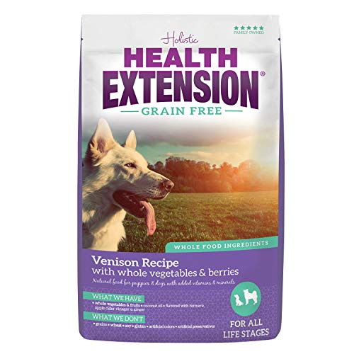 Health Extension Dry Dog Food, Natural Food with Added Vitamins and Minerals, Suitable for All Puppies, Include Venison Recipe with Whole Vegetable and Berries (4 Pound)