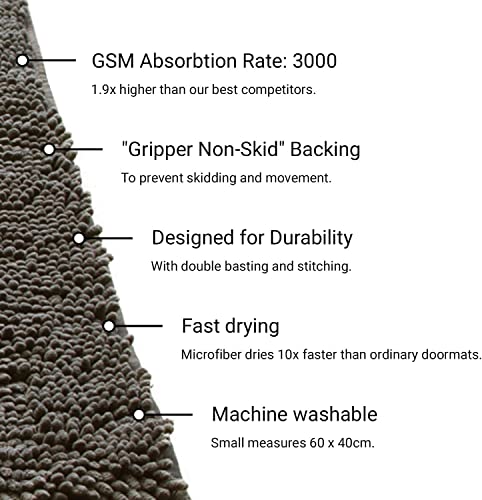 Dog Gone Smart Dirty Dog Microfiber Paw Doormat - Muddy Mats For Dogs - Super Absorbent Dog Mat Keeps Paws and Floors Clean - Machine Washable Pet Door Rugs with Non-Slip Backing | Large Mocha