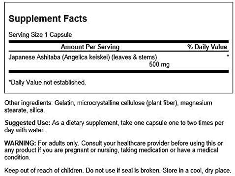 Swanson Japanese Ashitaba - Full Spectrum - Natural Formula for Immune System Support - (60 Capsules, 500mg Each)