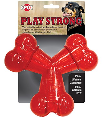 SPOT by Ethical Products - Play Strong - Trident Bone - Dog Toy for Aggressive Chewers Interactive Durable Dog Toy Red 6-Inch