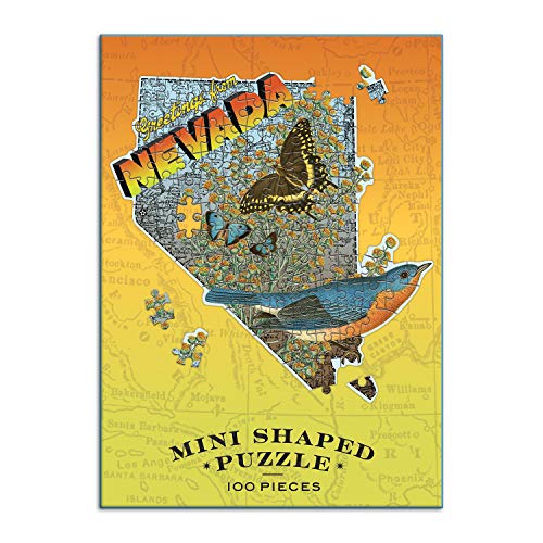 Wendy Gold Nevada Shaped Mini Puzzle, 100 Pieces, 8” x 9.75” – Die-Cut Jigsaw Puzzle Featuring Art by Bestselling Artist Wendy Gold – Makes a Great Gift Idea