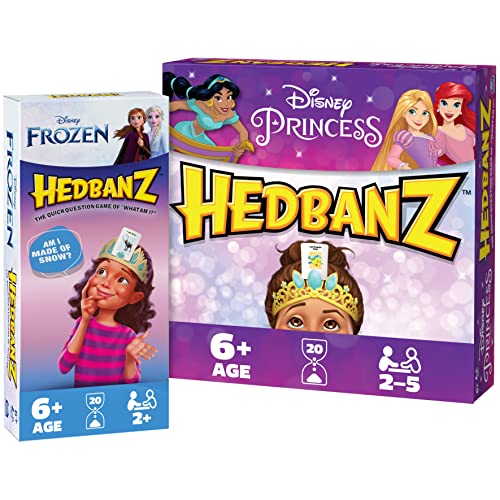 Hedbanz Disney Princess Game with Hedbanz Frozen Game 2-Pack Bundle, Classic Question Game for Kids and Families, Ages 6 and up, Amazon Exclusive