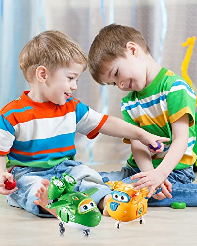 Super Wings - 5' Transforming Donnie Airplane Toys Vehicle Action Figure Plane to Robot,Suitable 3 4 5 year old Kids Fun Flying Toy Plane for Preschool Play and Birthday Gifts,Yellow