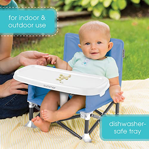 Summer Pop ‘n Sit Portable Booster Chair, Dusty Blue - Booster Seat for Indoor/Outdoor Use - Fast, Easy and Compact Fold