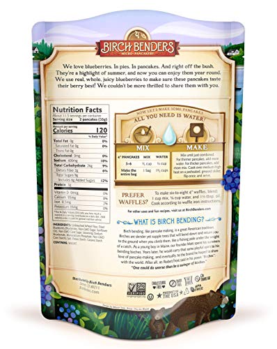 Blueberry Pancake and Waffle Mix By Birch Benders, Made With Real Blueberries, Just Add Water, Non-Gmo, Dairy Free, Just Add Water,14 Oz (Pack of 3)