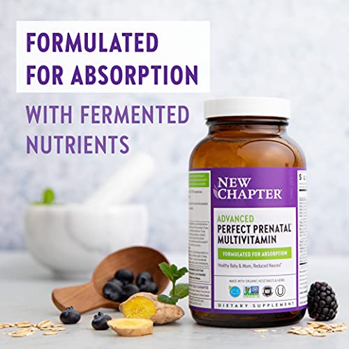 New Chapter Advanced Perfect Prenatal Vitamins - 48ct, Organic, Non-GMO Ingredients for Healthy Baby and Mom - Folate (Methylfolate), Iron, Vitamin D3, Fermented with Whole Foods and Probiotics