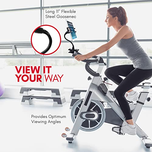 Macally Adjustable Gooseneck Tablet Holder and Phone Clip - Works with Phones and Tablets up to 8” - Flexible Phone Holder and Tablet Mount with Clip On Clamp for Desks up to 1.75” Thick (CLIPMOUNT),Black