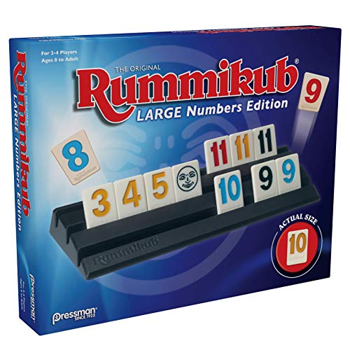Pressman Rummikub Large Numbers Edition - The Original Rummy Tile Game Blue, 5'