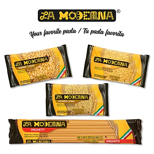 La Moderna Spaghetti Pasta, Noodles, Durum Wheat, Protein, Fiber, Vitamins, 16 Oz, Pack of 20