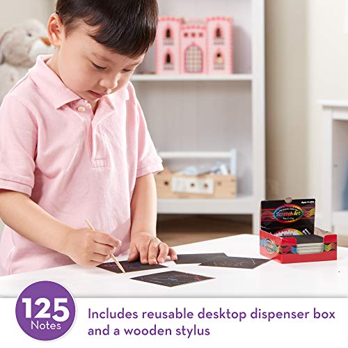 Melissa and Doug Scratch Art Rainbow Mini Notes (125) With Wooden Stylus - Color Scratch Art Mini Notes, Party Favors, Stocking Stuffers, Arts And Crafts For Kids