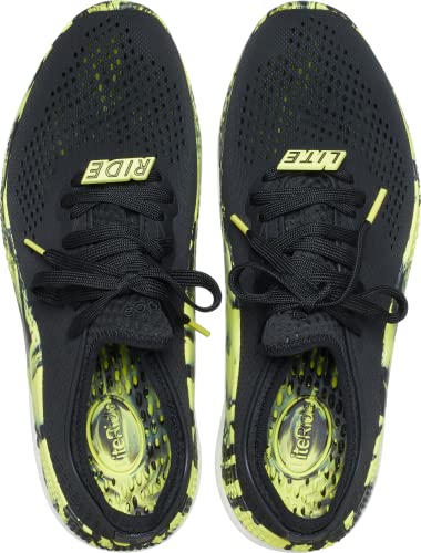 Crocs Men's LiteRide 360 Pacer Sneakers, Black/Citrus, 12 Men