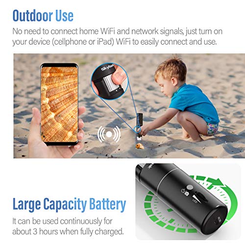 Wireless Digital Microscope, Skybasic 50X-1000X Magnification WiFi Portable Handheld Microscopes with Adjustable Stand HD USB Microscope Camera Compatible with iPhone Android iPad Windows Mac Computer