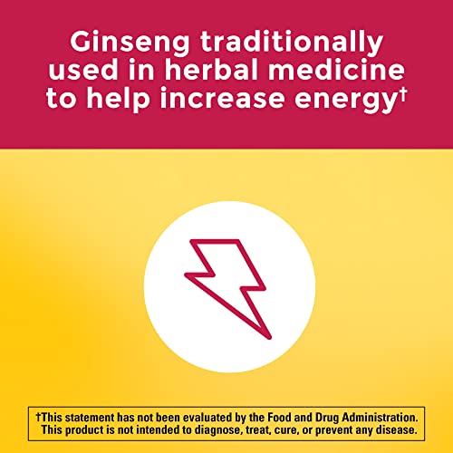 Nature Made Multi + Ginseng, Multivitamin for Women and Men, Daily Energy Multivitamin for Men and Women, One Per Day Men and Womens Vitamins, 60 Capsules