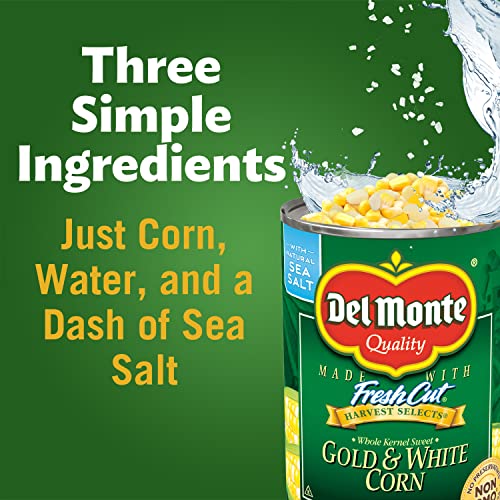Del Monte Canned Harvest Select Fresh Cut Whole Kernel Sweet Gold and White Corn, 15.25 Ounce (Pack of 12)