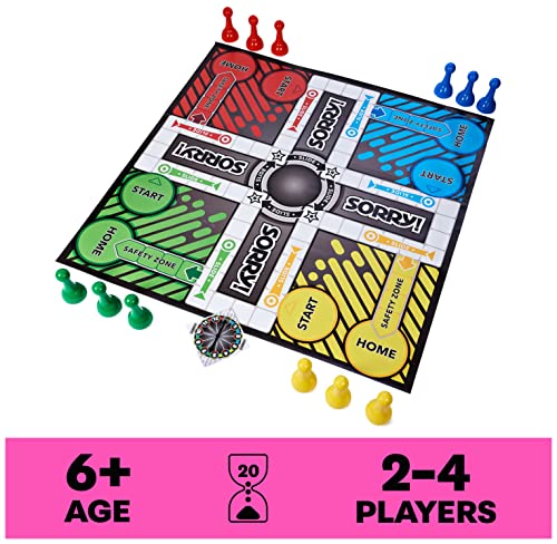 Giant Sorry! Classic Family Board Game Indoor Outdoor Retro Party Activity Summer Toy with Oversized Gameboard, for Adults and Kids Ages 6 and up