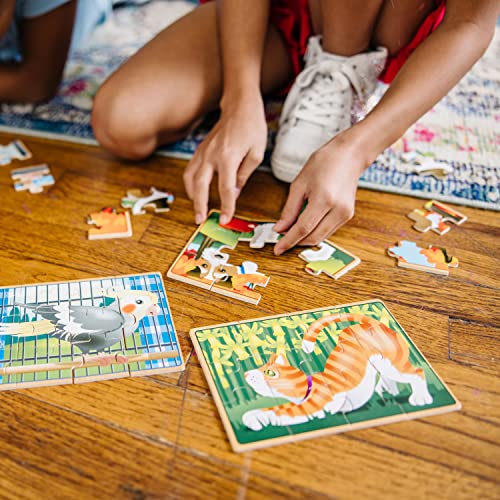 Melissa and Doug Pets 4-in-1 Wooden Jigsaw Puzzles in a Storage Box (48 pcs) - FSC-Certified Materials