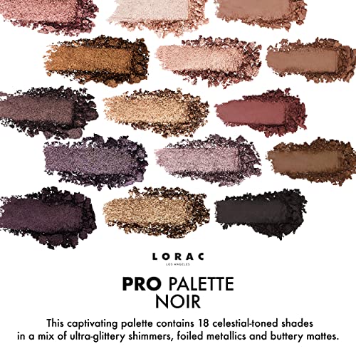 LORAC PRO Matte and Shimmer Eyeshadow Palette, Noir | Glitter | Mirror Compact | Cruelty Free, Gluten Free, Vegan