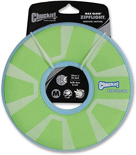 ChuckIt! Zipflight Flyer Dog Frisbee Toy Floats; Gentle On Dog's Teeth And Gums; Glow In The Dark Medium