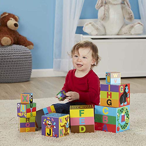 Melissa and Doug Deluxe 10-Piece Alphabet Nesting and Stacking Blocks - Stack And Sort , ABC Learning , Stackable Toys For Toddlers Ages 2+