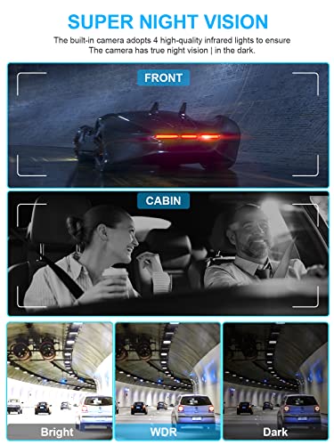 PRUVEEO Dash Cam, 4 Channel Camera FHD 1080Px4, Front, Left, Right and Rear, Front and Rear Inside, GPS, 256 GB Max, Free 128GB Micro SD Card, D90-4CH