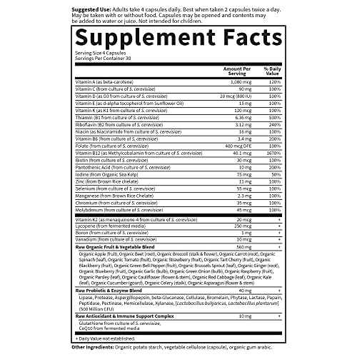 Garden of Life Vitamin Code Whole Food Multivitamin for Men - 120 Capsules, Vitamins for Men + Fruit and Veggie Blend and Probiotics for Energy, Heart and Prostate Health, Vegetarian Mens Multivitamins