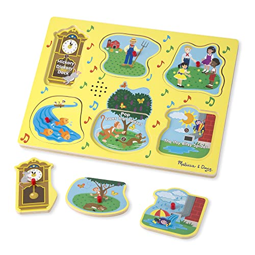 Melissa and Doug Sing-Along Nursery Rhymes Sound Puzzle - Wooden Peg Puzzle (8 pcs)