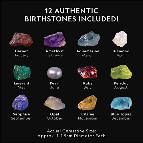 NATIONAL GEOGRAPHIC Birthstone Dig Kit - STEM Science Kit with 12 Genuine Birthstones, Includes a Real Diamond, Ruby, Sapphire, Pearl, and More, Dig Up Stunning Gemstones, Toys for Girls, Toys for Boys