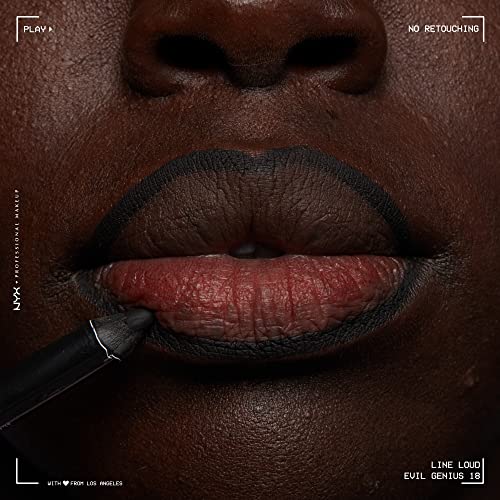 NYX PROFESSIONAL MAKEUP Line Loud Lip Liner, Longwear and Pigmented Lip Pencil with Jojoba Oil and Vitamin E - Evil Genius (Black)