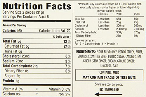 Walker's Shortbread Gluten Free Ginger and Lemon Cookies, Pure Butter Shortbread Cookies, 29.4 Oz (Pack of 6)