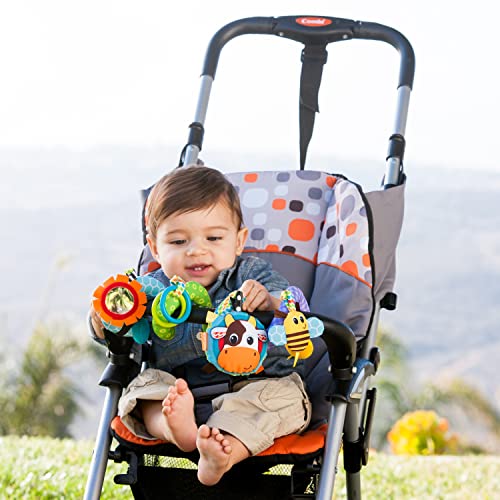 Infantino Stretch and Spiral Activity Toy - Textured Play Activity Toy for Sensory Exploration and Engagement, Ages 0 and Up, Blue Farm