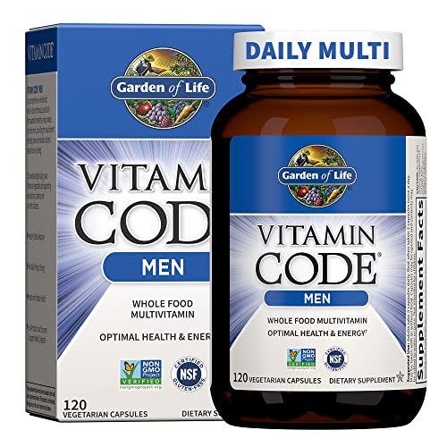 Garden of Life Vitamin Code Whole Food Multivitamin for Men - 120 Capsules, Vitamins for Men + Fruit and Veggie Blend and Probiotics for Energy, Heart and Prostate Health, Vegetarian Mens Multivitamins