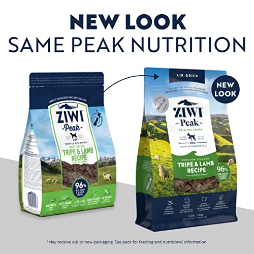ZIWI Peak Air-Dried Dog Food – All Natural, High Protein, Grain Free and Limited Ingredient with Superfoods (Tripe and Lamb, 2.2 lb)