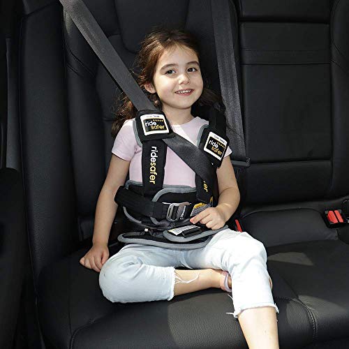 Ride Safer Travel Vest with Zipped Backpack-Wearable, Lightweight, Compact, and Portable Car Seat. Perfect for Everyday use or Rideshare, Travel, and Taxi/Uber/Lyft/Rental Car. (Large/Blue)