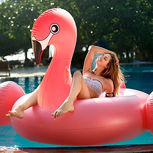 TURNMEON 102' Huge Flamingo Inflatable Pool Float Summer Beach Float Swimming Pool Party Toys Lounge Raft Ride-on Water Pool Floatie for 2-4 Multi Players Adults Kids Island (Flamingo and Unicorn)