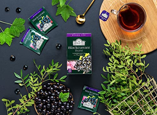 Ahmad Tea Black Tea, Blackcurrant Burst Teabags, 20 ct (Pack of 6) - Caffeinated and Sugar-Free