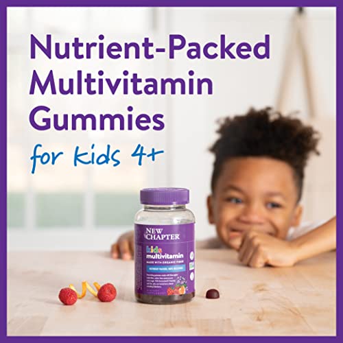 New Chapter Kids Multivitamin Gummies - 50% Less Sugar, Kids Gummy Vitamins with Vitamins C, D3 and Zinc, Non-GMO, Gluten Free, Berry-Citrus, 60ct