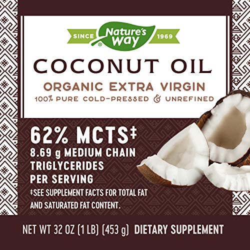 Nature's Way Organic Extra Virgin Coconut Oil, Pure and Unrefined, Cold-Pressed, USDA Organic, Non-GMO