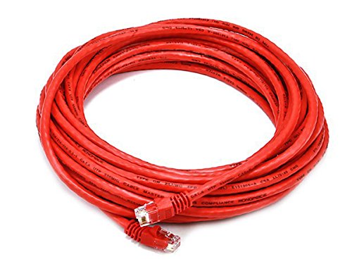 Monoprice Cat6 Ethernet Patch Cable - 30 Feet - Red | Network Internet Cord - RJ45, Stranded, 550Mhz, UTP, Pure Bare Copper Wire, 24AWG