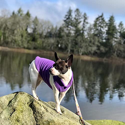 Gooby Fleece Vest Dog Sweater - Lavender, Medium - Warm Pullover Fleece Dog Jacket with O-Ring Leash - Winter Small Dog Sweater Coat - Cold Weather Dog Clothes for Small Dogs Boy or Girl