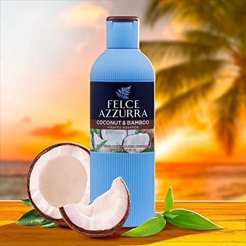 Felce Azzurra Coconut And Bamboo - Vitality Essence Body Wash - For Vitalizing Moments In The Shower - Leaves Skin Hydrated And Pleasantly Scented - Suitable For All Skin Types - 22 Oz