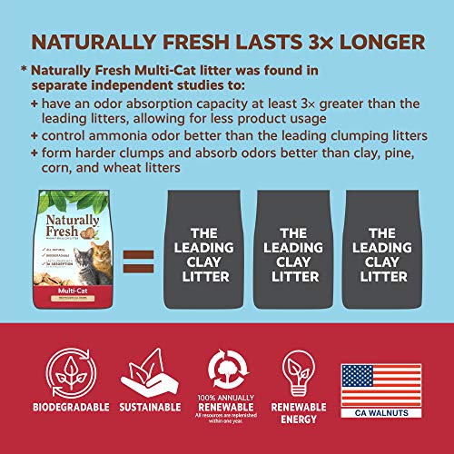 Naturally Fresh Cat Litter - Walnut-Based Quick-Clumping Kitty Litter, Unscented, Multi Cat, 26 lb