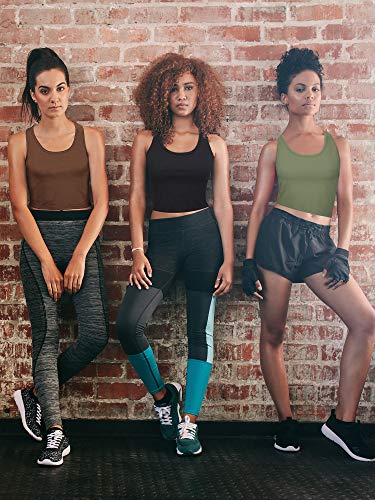 Boao 4 Pieces Basic Crop Tank Tops Sleeveless Racerback Crop Top for Women(Black, White, Army Green, Coffee,Medium)